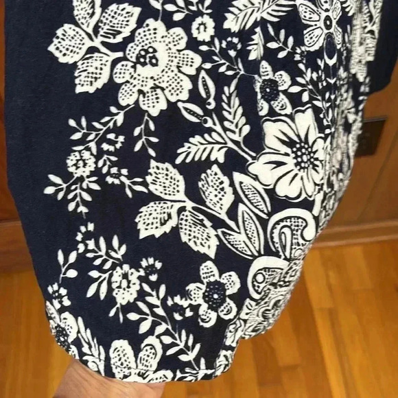 Flint & Moss Dress Navy And White With Flowers V-Neck Sleeveless 1X Women - Picture 7 of 11